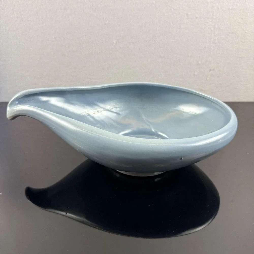 Frankoma 214 Freeform Console Bowl Sky Blue MCM Centerpiece 12