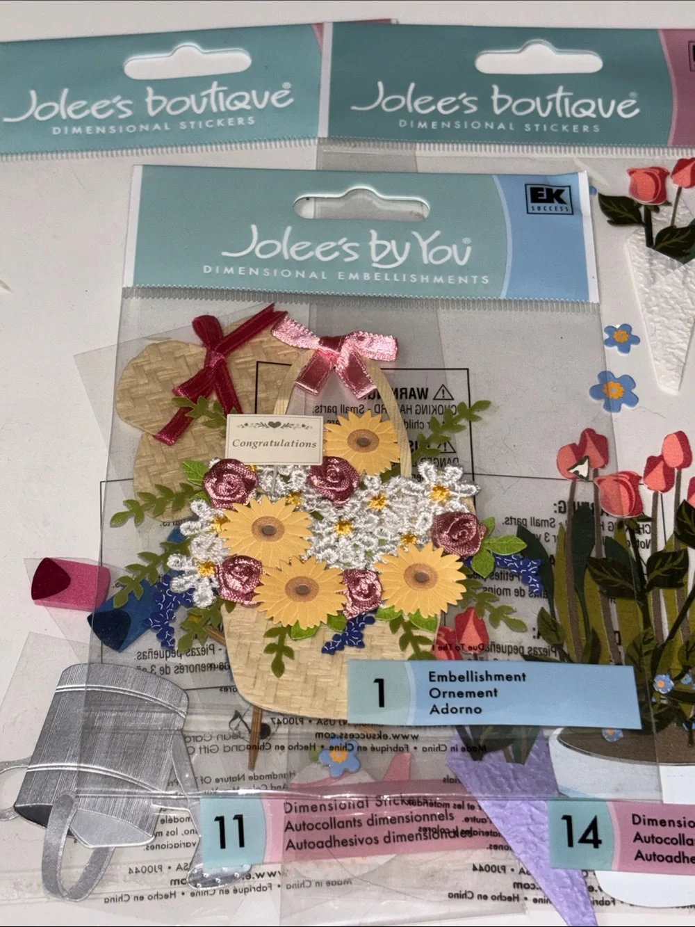 JOLEE’S Boutique Flower Embellishment Knitting Straw hat Grandma Embellishment