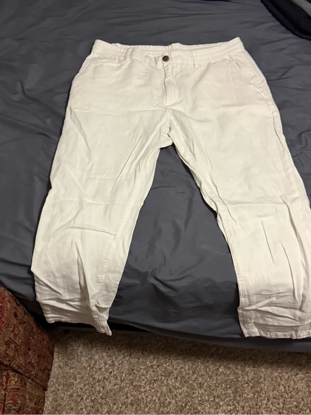 Banana Republic Men's White Linen-Blend Chinos