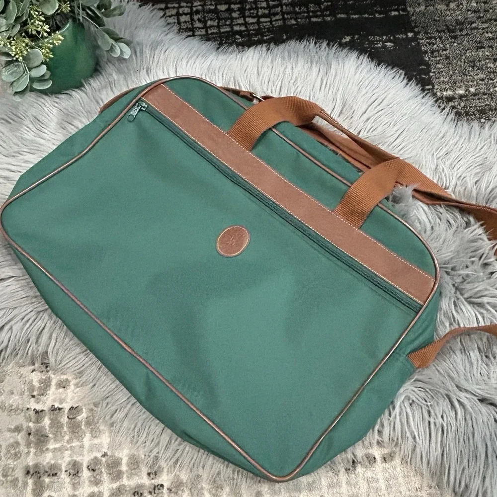 VTG Polo Ralph Lauren‎ Shoulder Laptop Messenger Bag Green Brown Travel