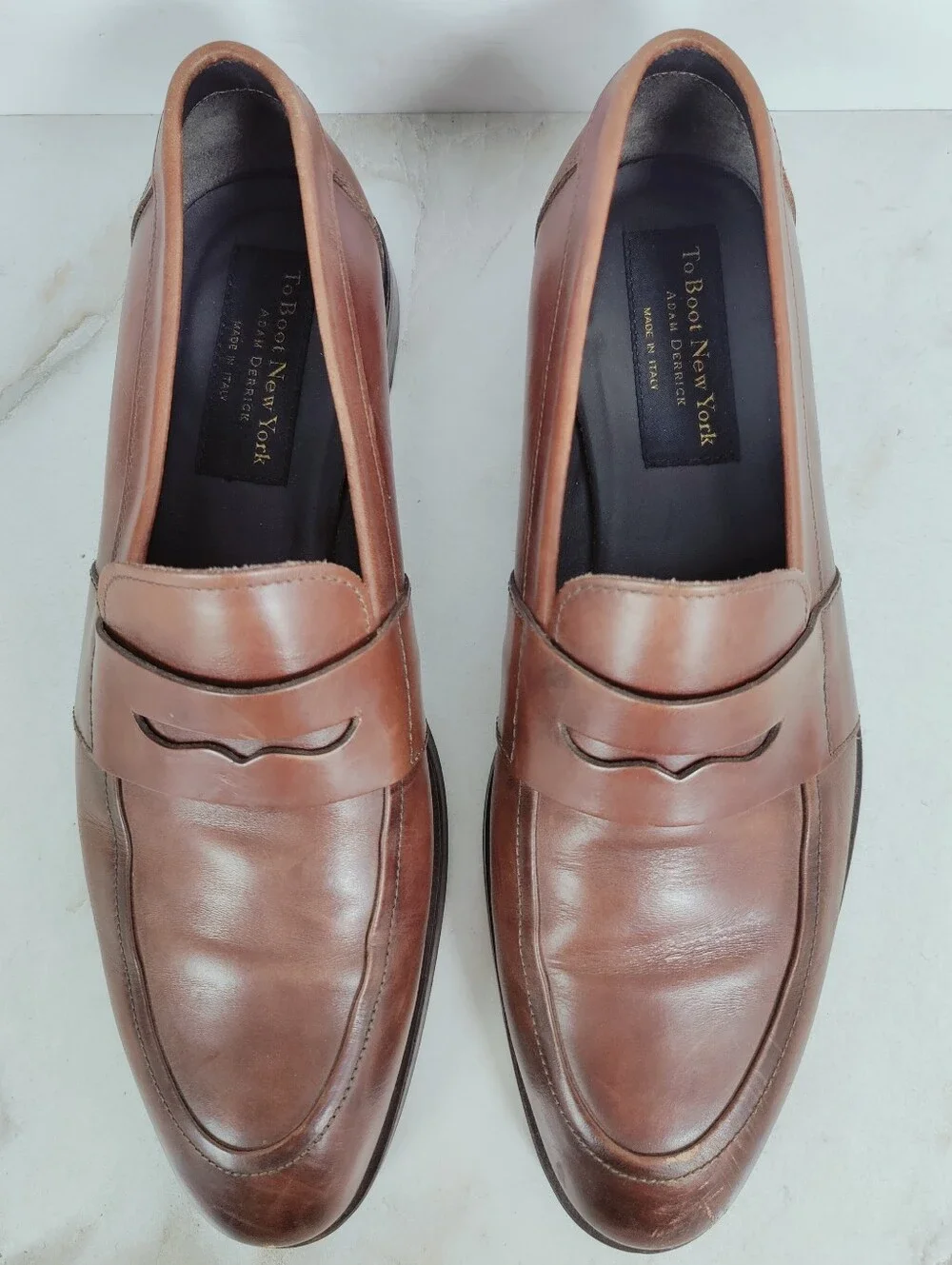 To Boot New York Men's Devries Brown Leather Penny Loafers, Sz 9.5