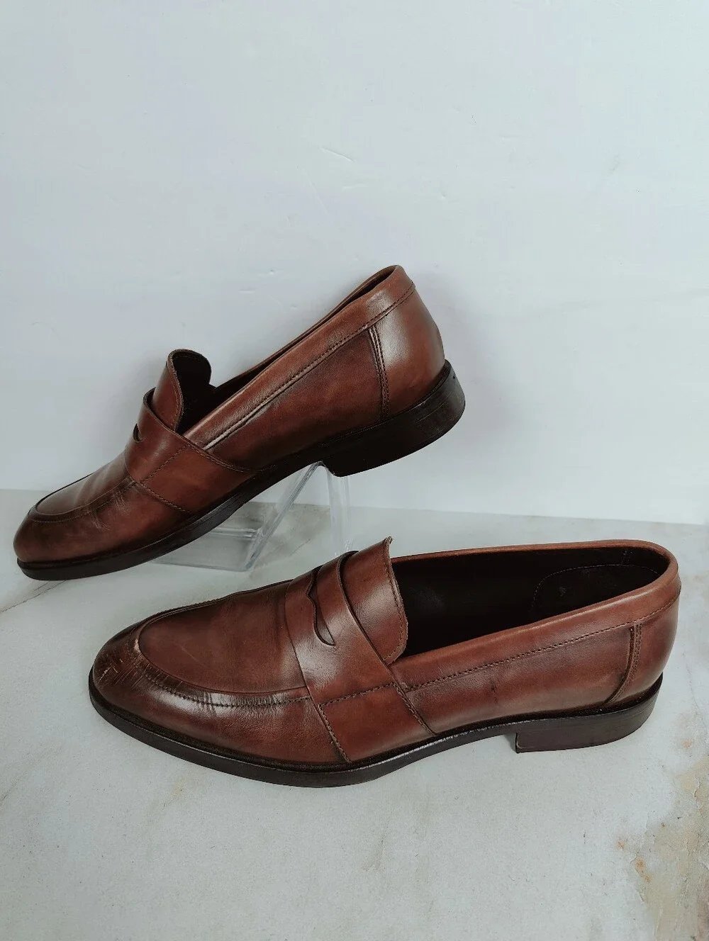 To Boot New York Men's Devries Brown Leather Penny Loafers, Sz 9.5