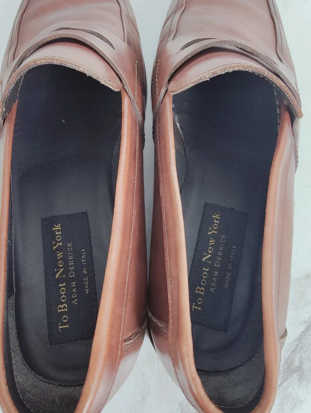 To Boot New York Men's Devries Brown Leather Penny Loafers, Sz 9.5