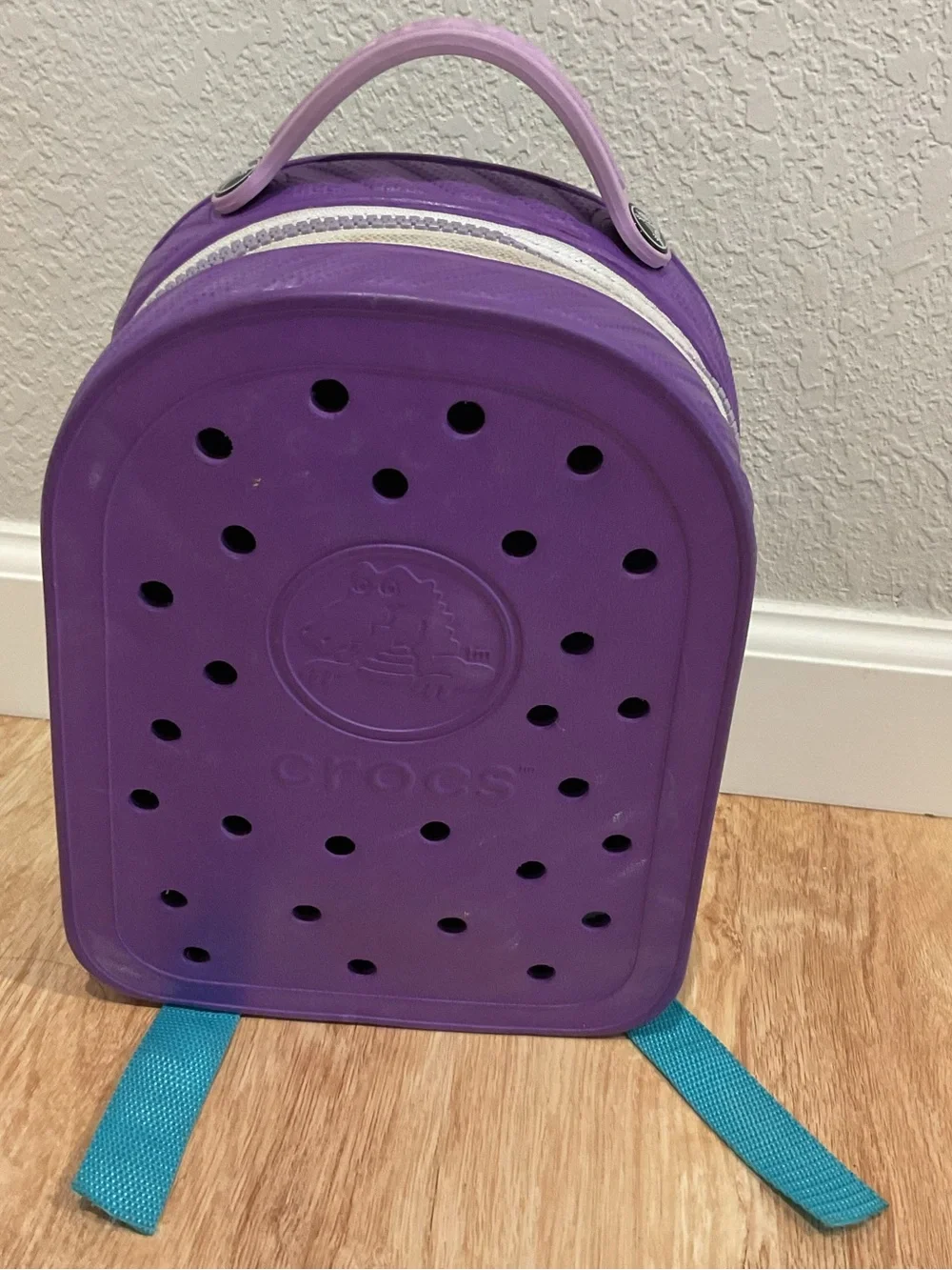 Crocs durable Backpack purple with Teal adjustable Straps zipper closure school