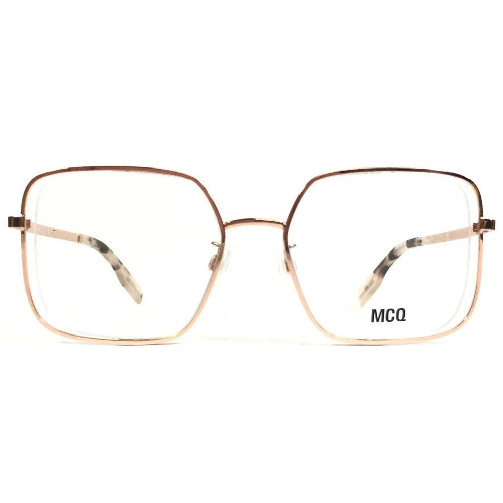 Alexander McQueen Eyeglasses Frames MQ0318O 003 Polished Gold Semi Rim 52-18-140