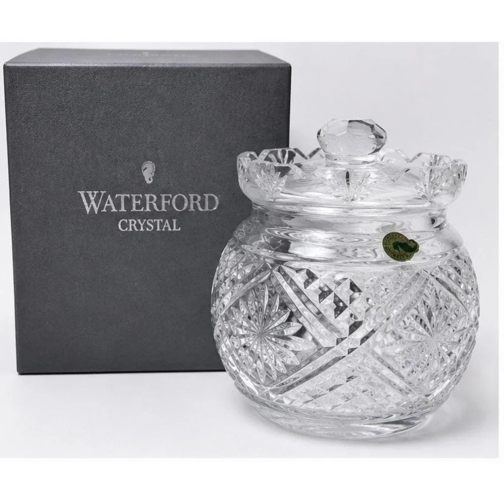Waterford Crystal Biscuit Jar Candy Box with Lid Ireland Signed w/Original Box *
