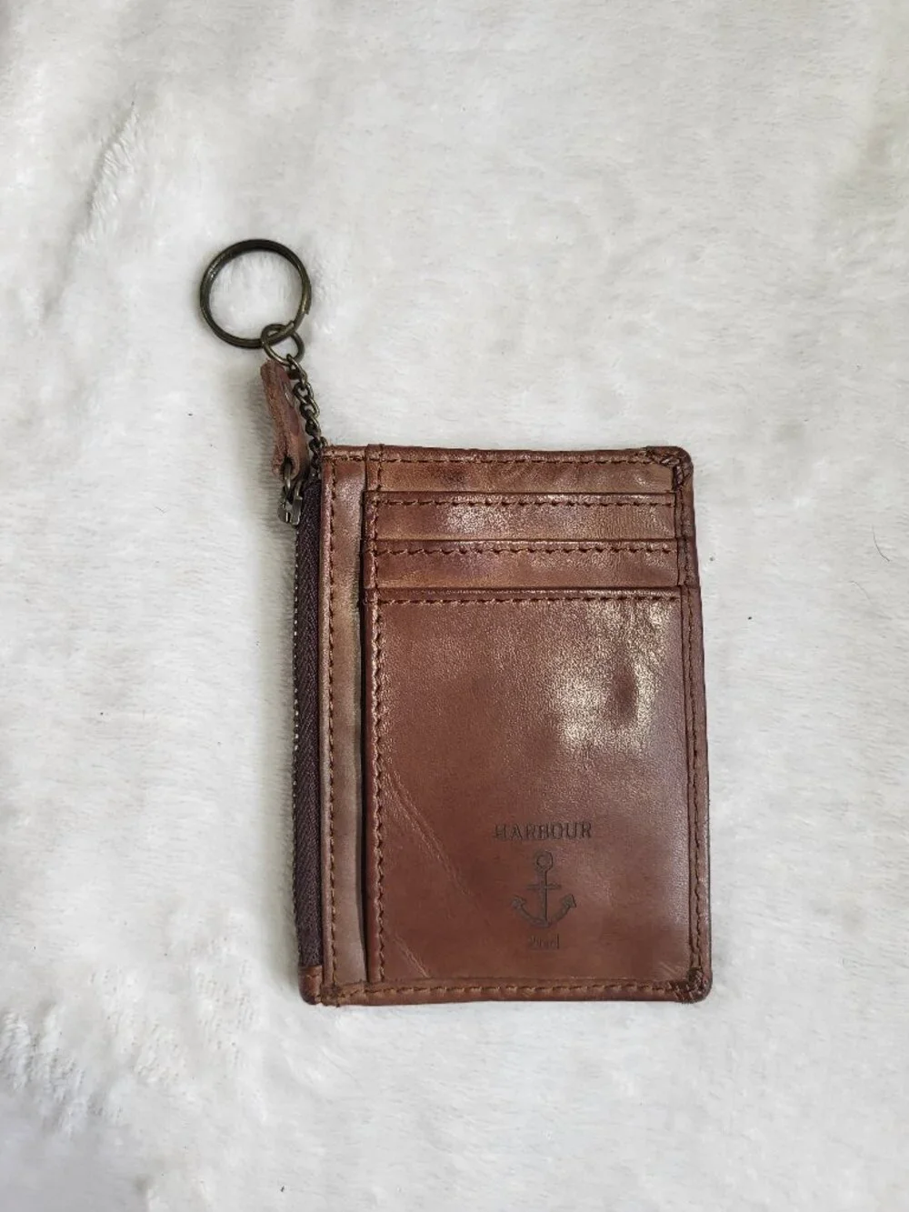 Harbour 2nd Brown Leather Key & Credit Card Holder with Zipper