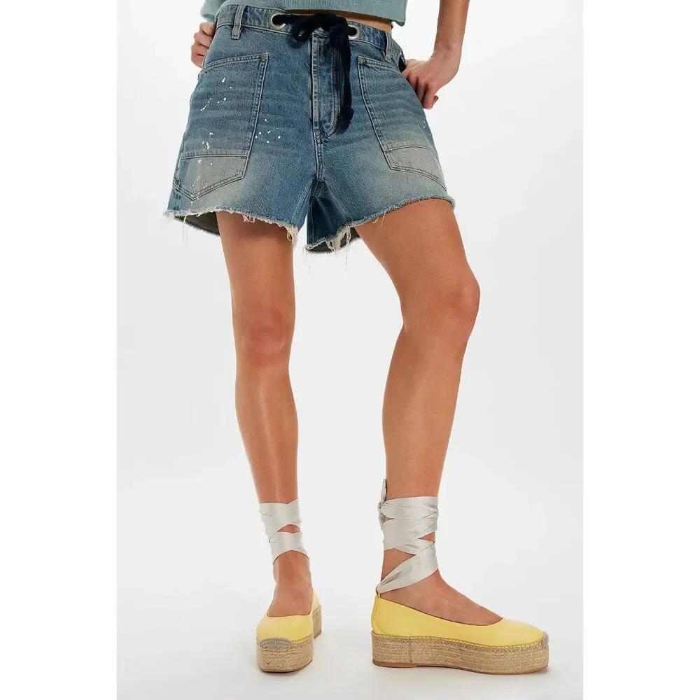 Free People Starboard Wrap Platform Espadrilles Lace Up Lemon Leather 39/8.5 NEW