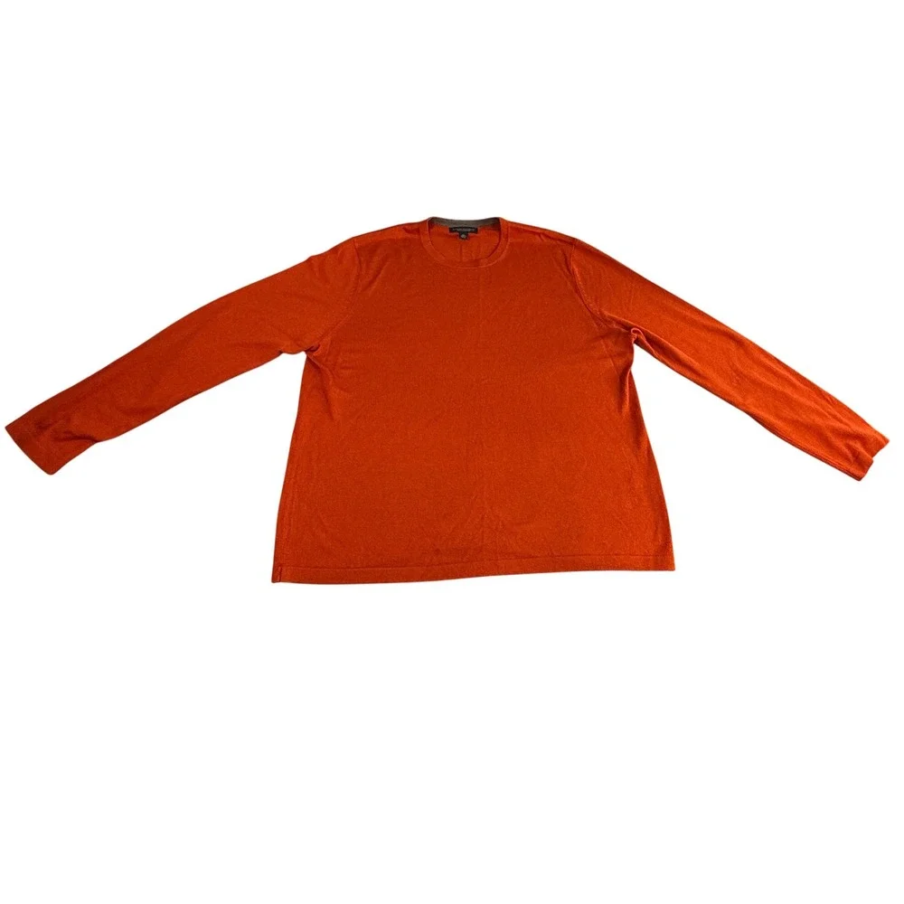 Banana Republic Mens Burnt Orange Silk Cashmere Sweater Size XL Preppy Old Money