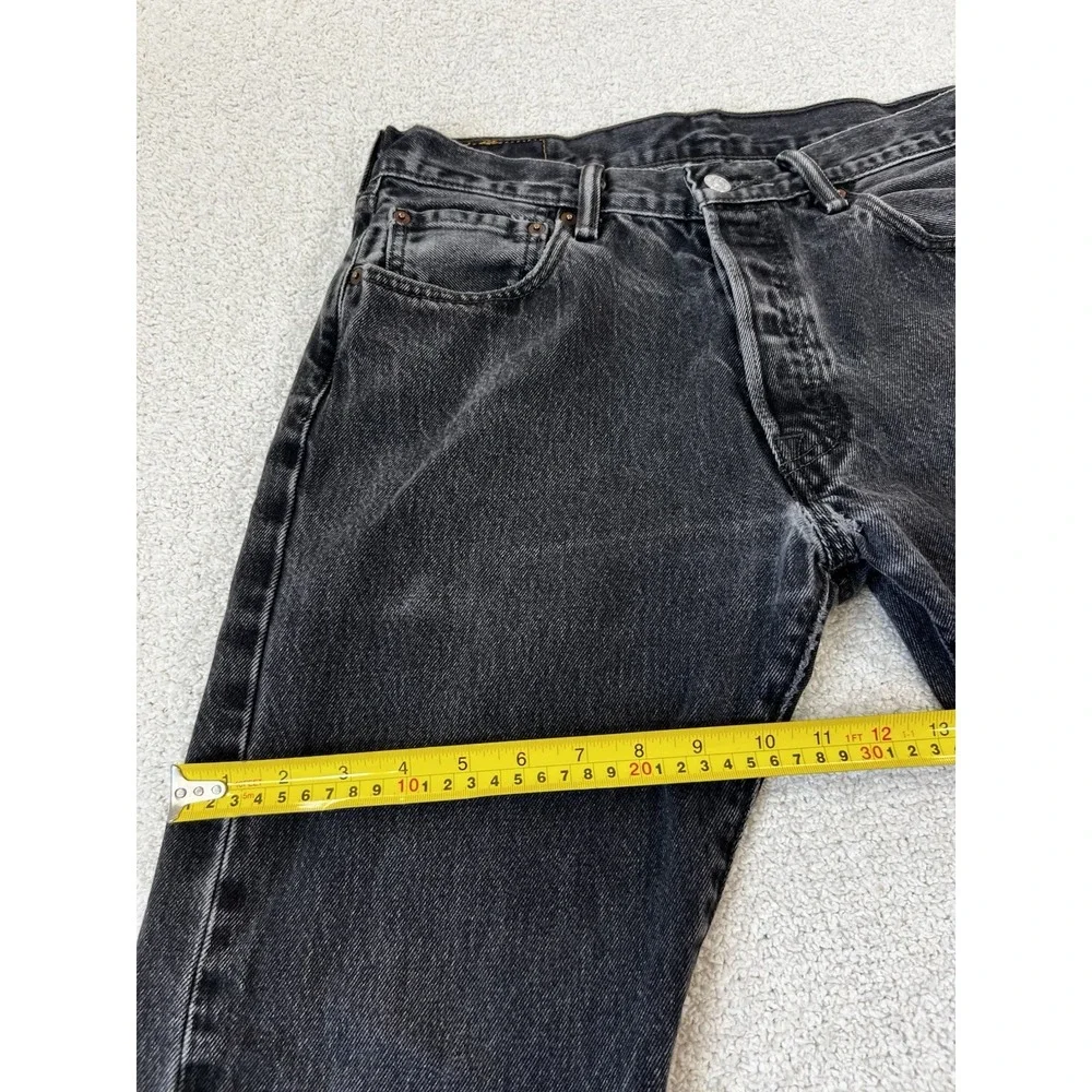Levis 501 Original Fit Washed Black Jeans Mens 32 Button Fly Denim SKU 0050
