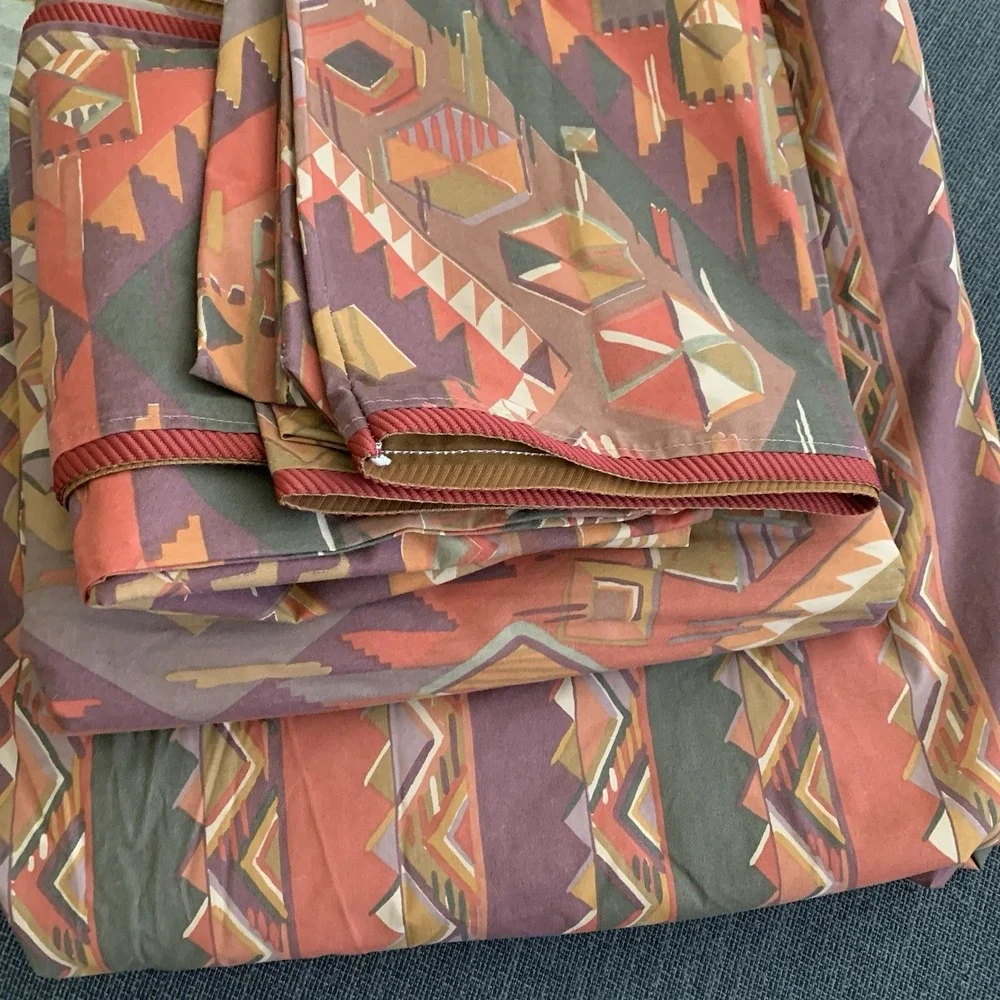 Vintage Collier Campbell Moroccan Sunset Aztec Southwestern Sheet‎ King