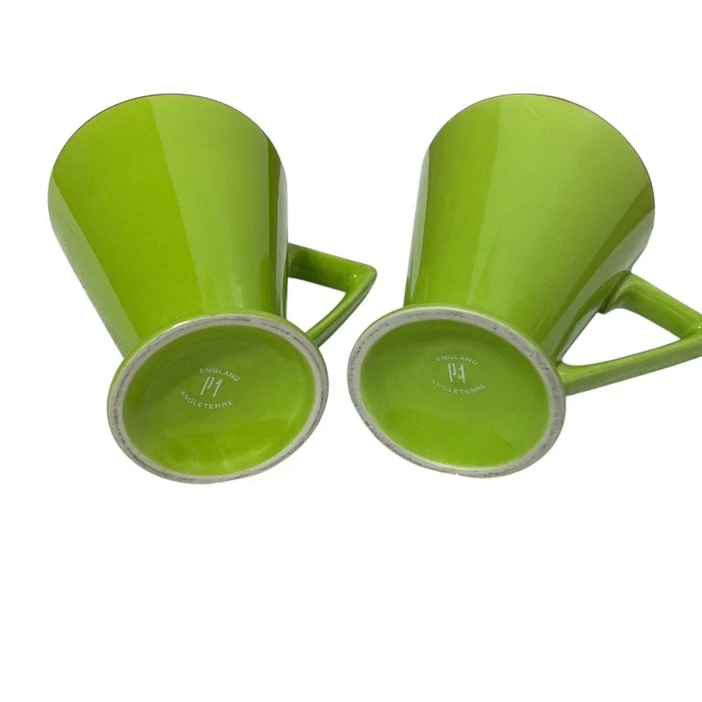 Pier 1 Angleterre England Retro Green‎ Footed Coffee Mugs Novelty Tea Cups set