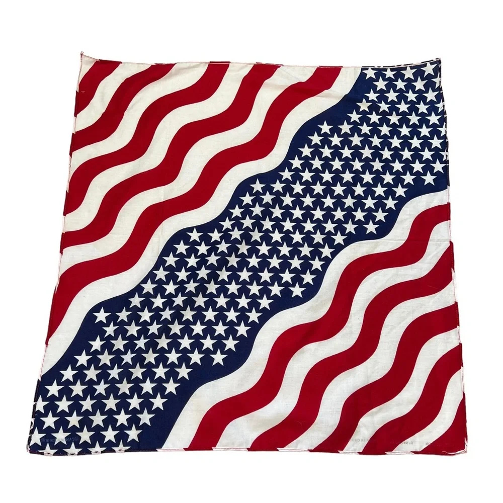 4/$40 American Flag Red White and Blue White Bandanna‎