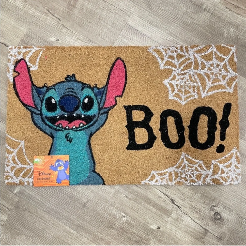 NEW Disney Lilo‎ & Stitch Halloween Boo Coir Doormat 18x30 Spiderwebs