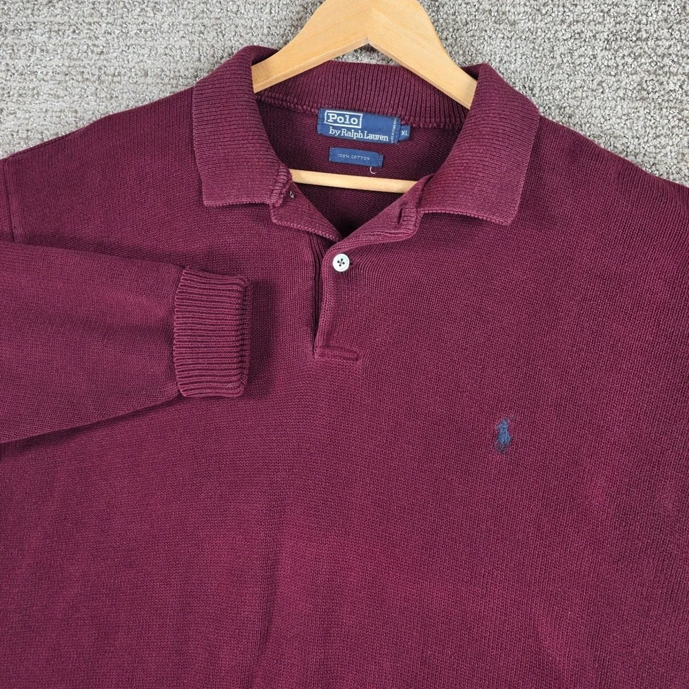 Polo Ralph Lauren Men's‎ Burgundy Knit Long Sleeve Sweater Shirt Size XL