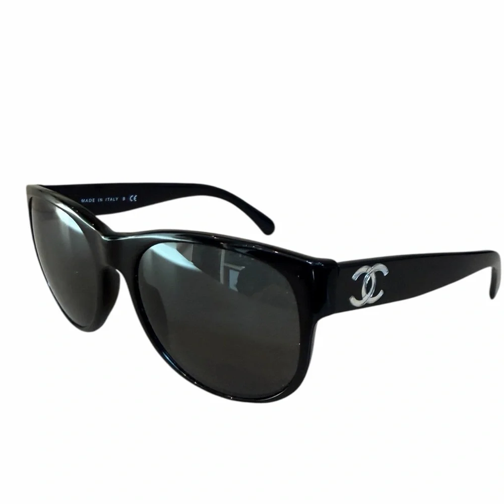 CHANEL Black‎ Sunglasses with Silver Accents