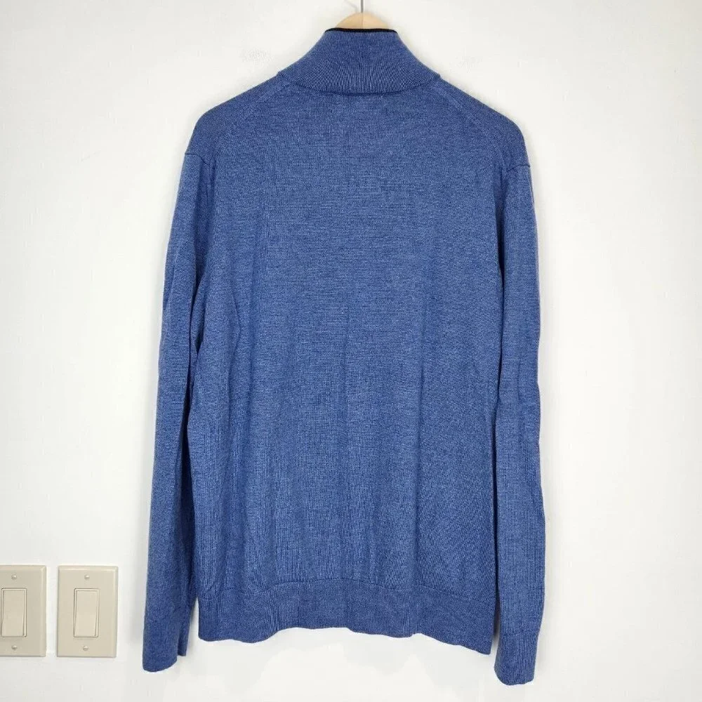 Banana Republic Italian Merino Half Zip Sweater Mens XL Blue Long‎ Sleeve