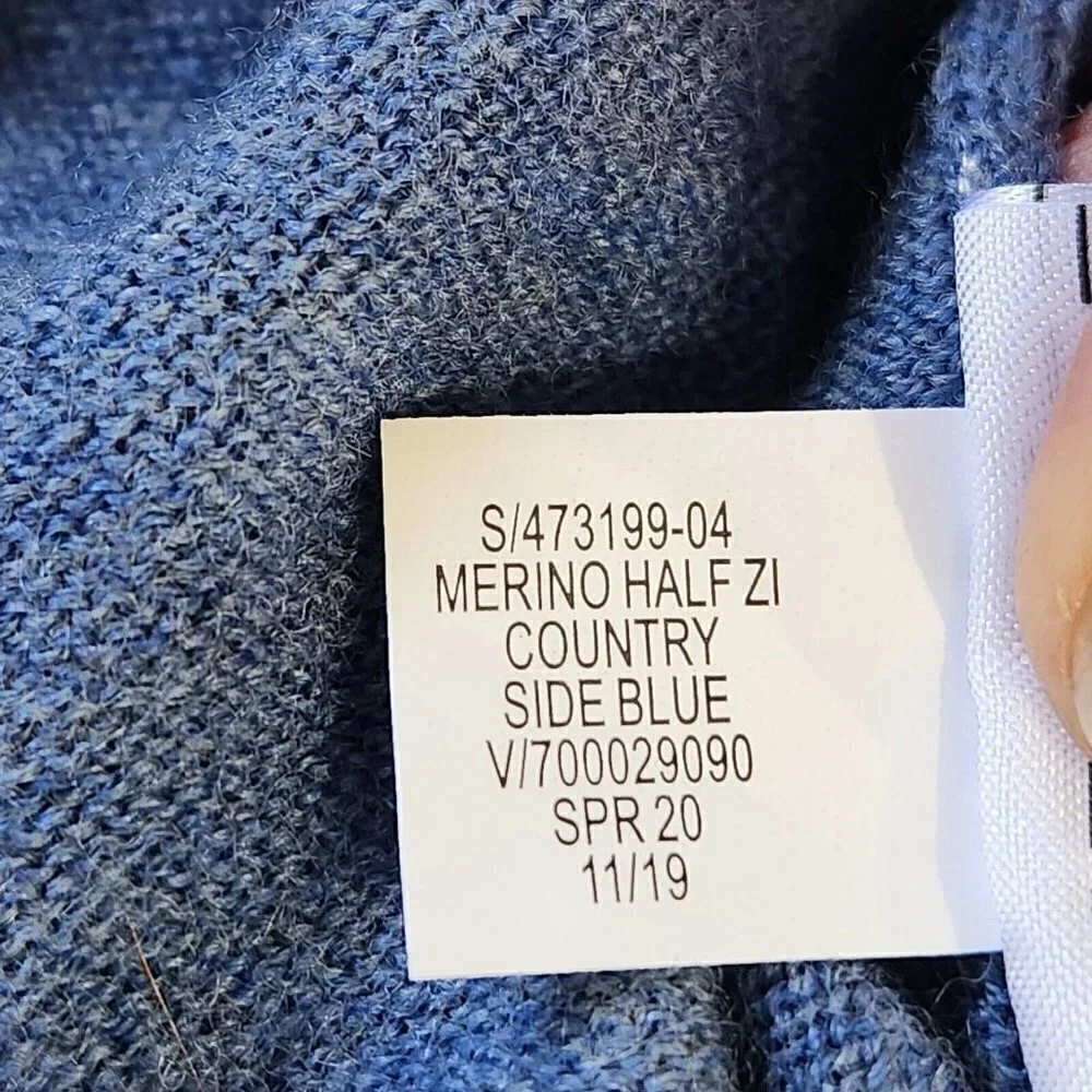 Banana Republic Italian Merino Half Zip Sweater Mens XL Blue Long‎ Sleeve
