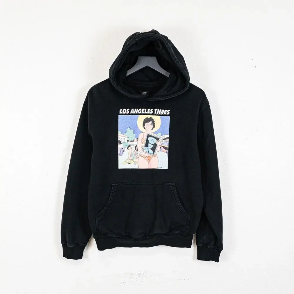 Brain Dead x Los Angeles Times Hoodie in Black cotton fleece sz Small