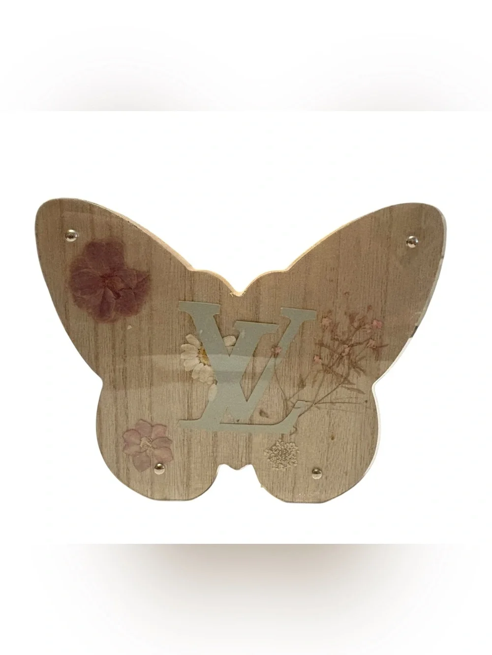 Inspire Butterfly Block Art in Natural Wood, Soft Pink & Cream