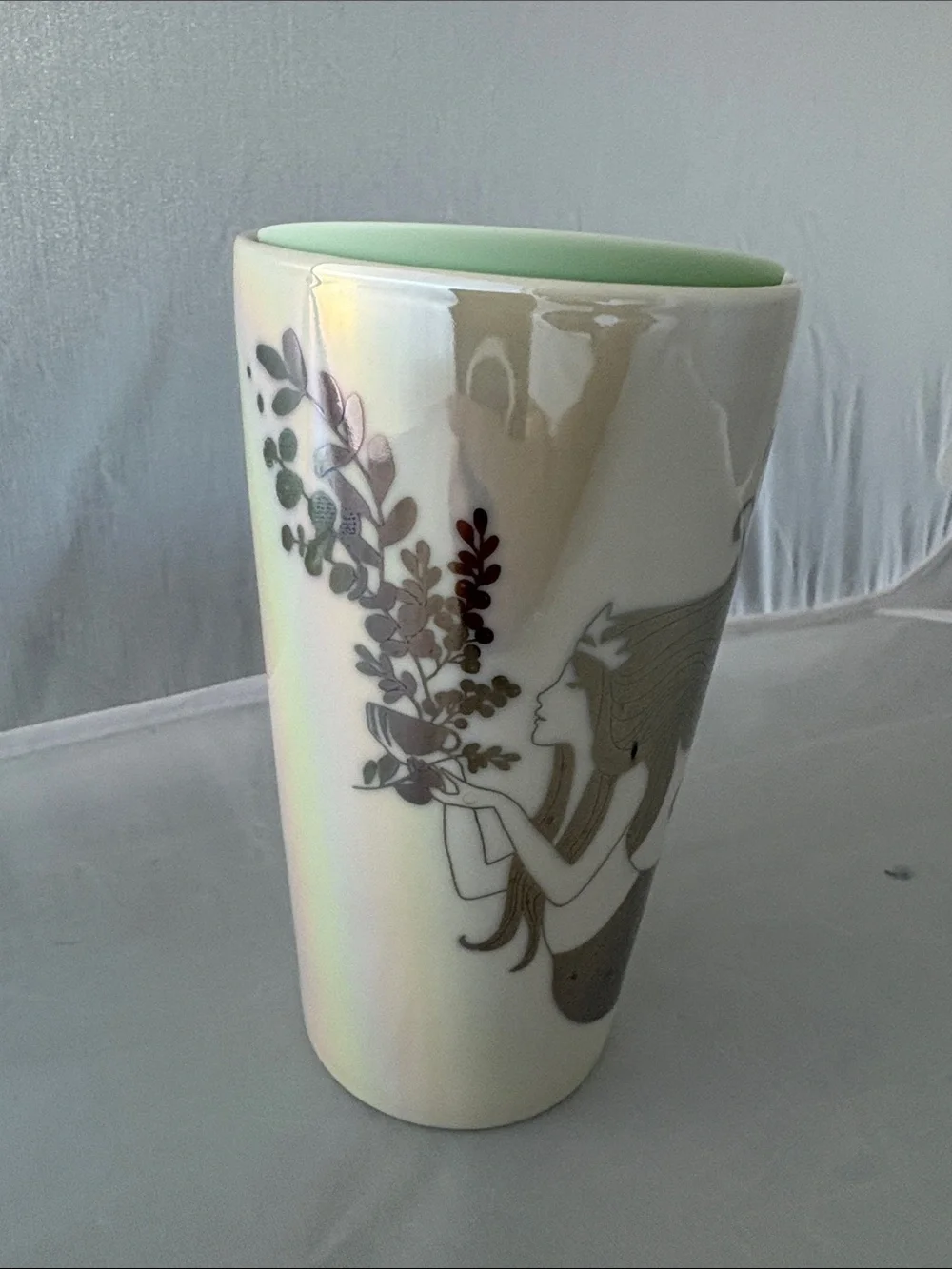 Starbucks Ceramic Mermaid Tumbler with Mint Lid