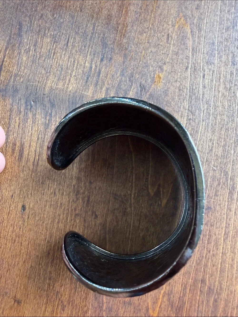Vintage Hammered Metal Wide Cuff Bracelet - Dark Gunmetal