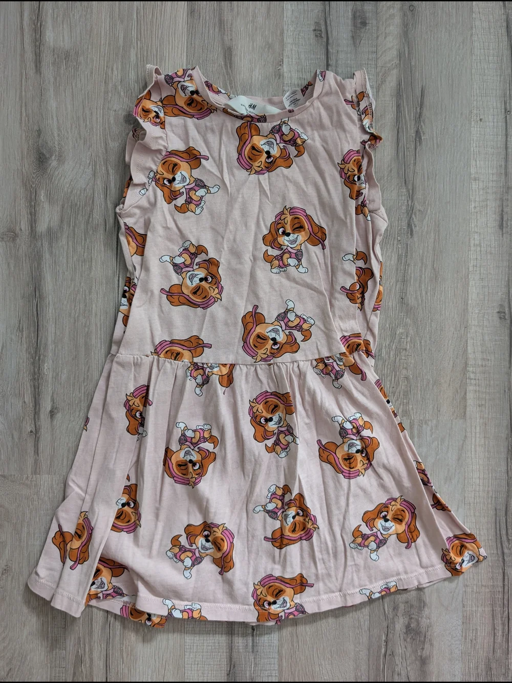 H&M Pink Paw Patrol Puppy Print Ruffle Sleeve Dress, 5-6Y (C6)