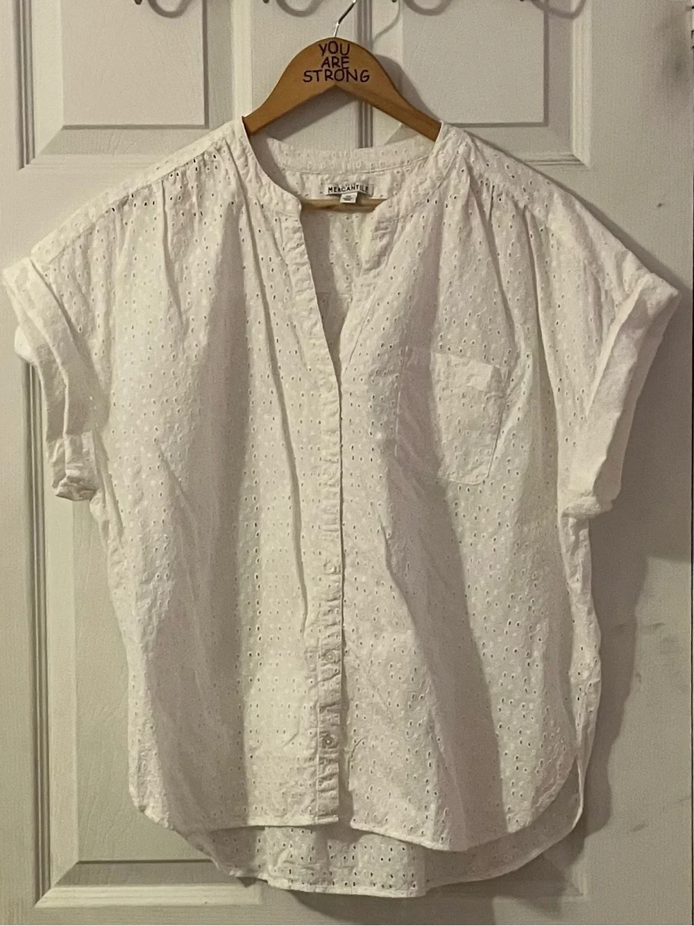 J. Crew White Eyelet Button-Down Shirt