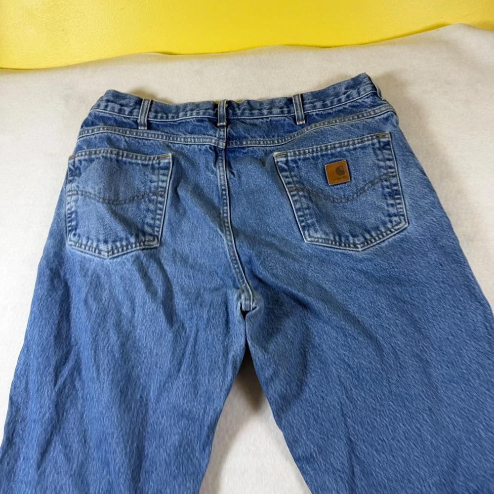 Carhartt Mens Relaxed Fit Straight Leg‎ Blue Denim Workwear Jeans 35x29