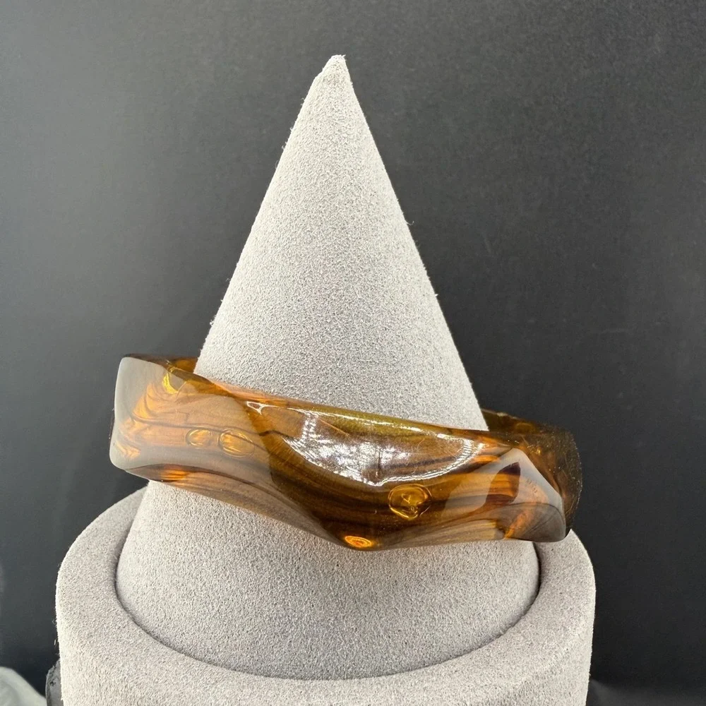 Vintage Bangle Bracelet Brown‎ Acrylic Rootbeer Chunky  8.5