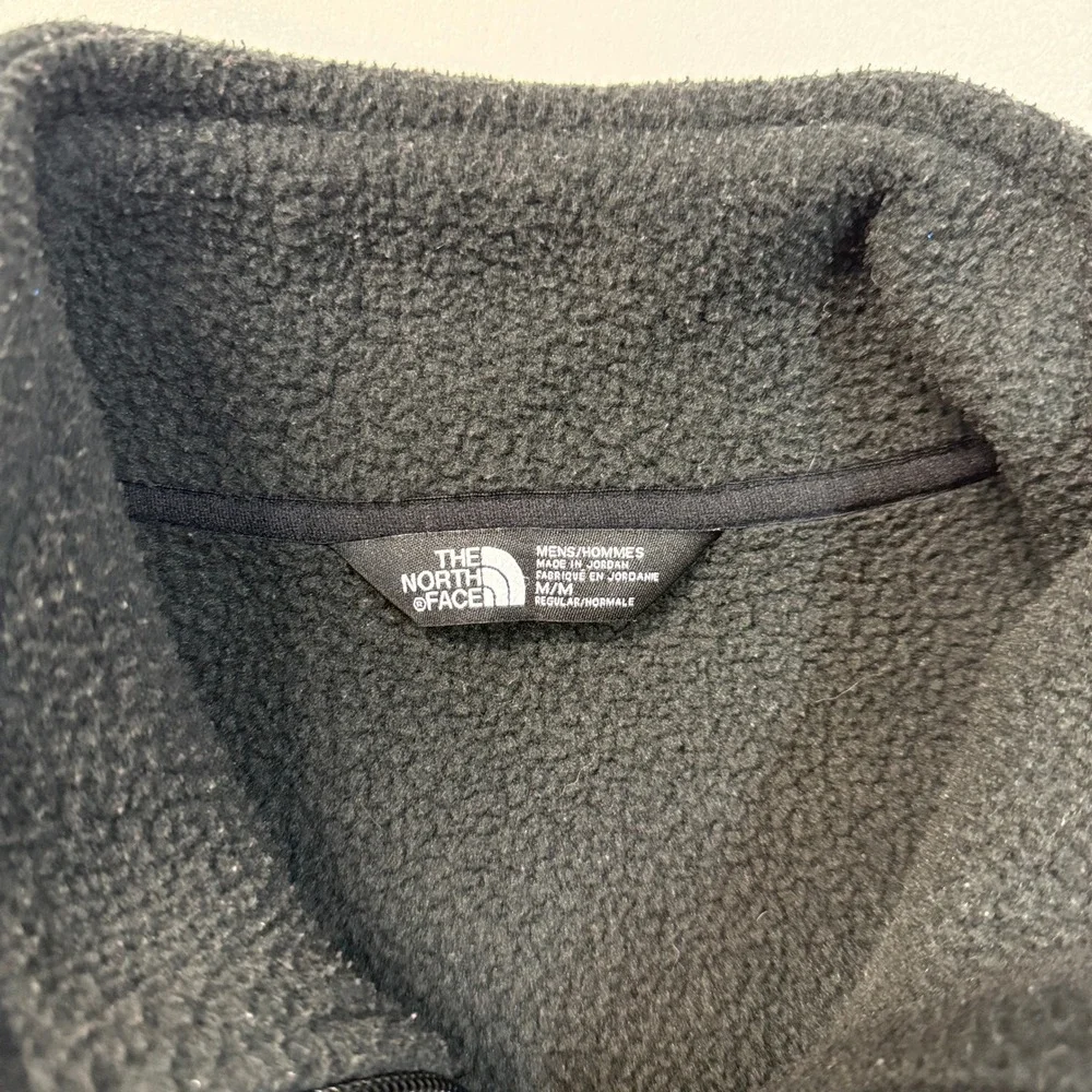 The North Face Men M Black‎ Fleece Vest Full Zip Logo Embroidered Outdoor Casual