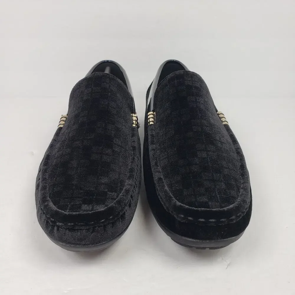 Amali Jace Mens Size 10 Black Velvet SlipOn Driving Moccasin Loafer Shoes