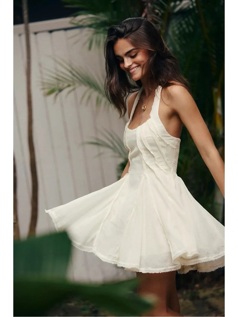 Free People Ethereal Romantic Billowy Halter Mini Dress Summer Sand Fairy Small