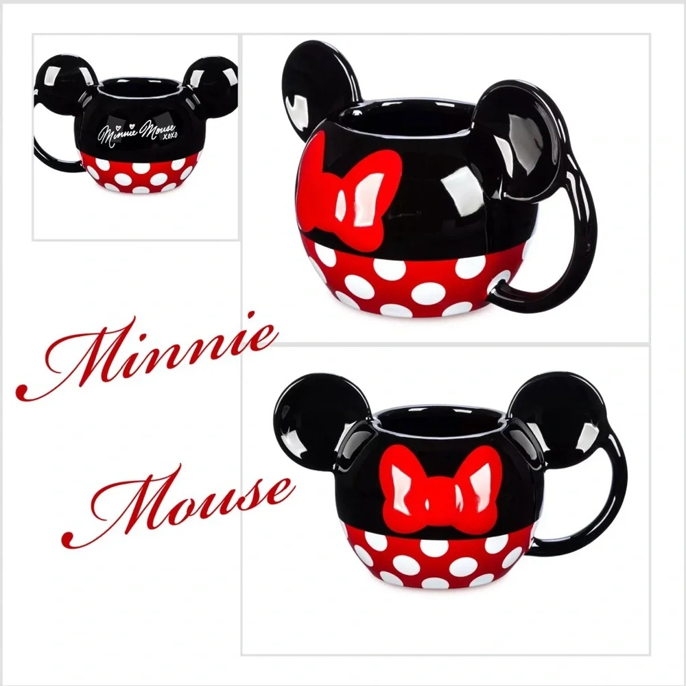 Disney Minnie Mouse XOXO Ceramic 3D Ears Red Polka Dot Mug Cup 20oz
