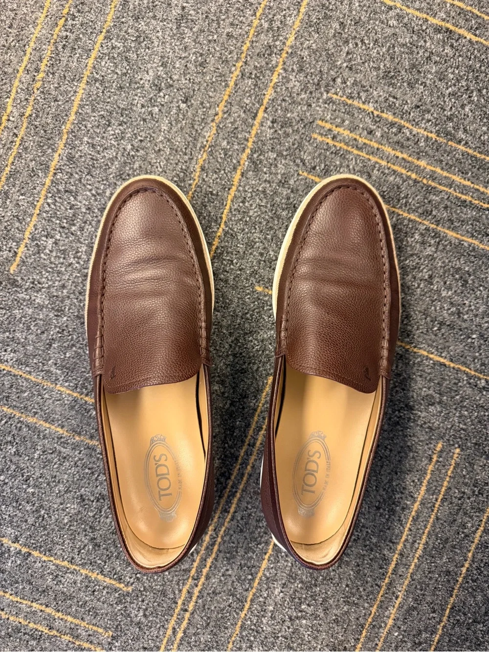 Tods Brown Leather Slip-On Loafers