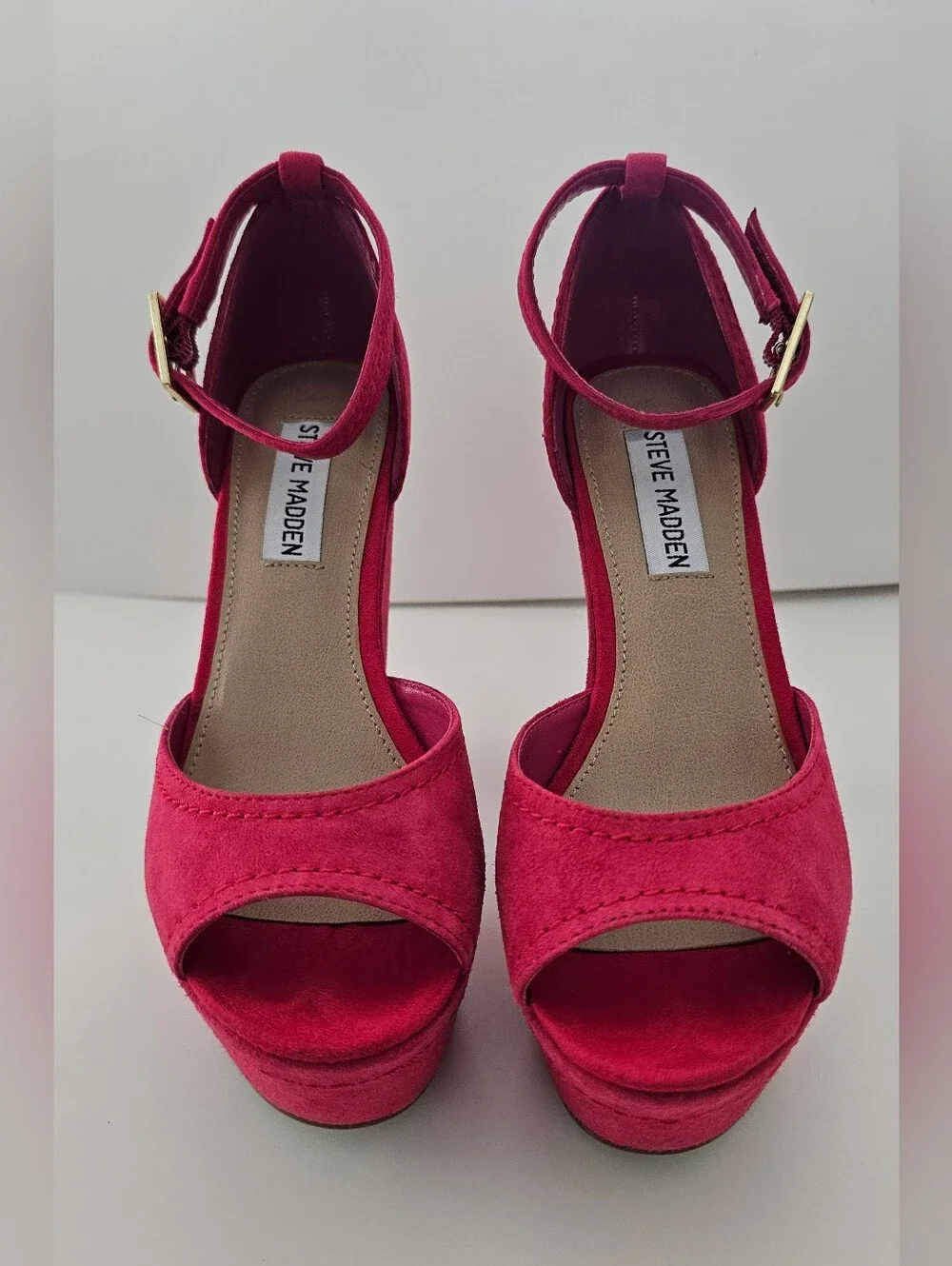 Steve Madden Grettta Hot Pink Chunky platform Heel Sandals Y2k 6