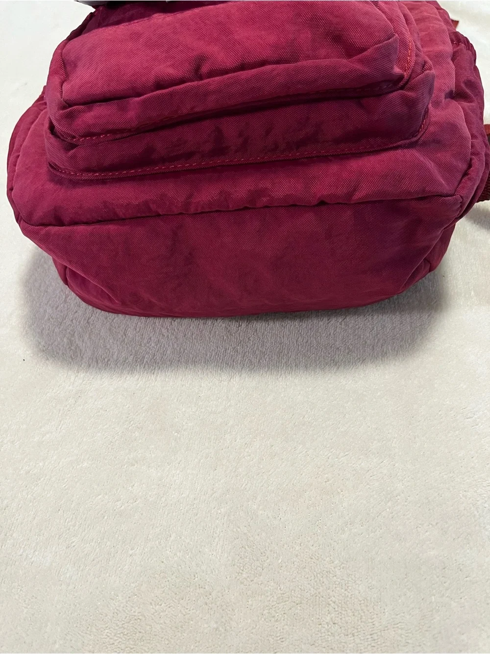 Soyater Burgundy Red Nylon Backpack Multi Pocket Silver Zippers