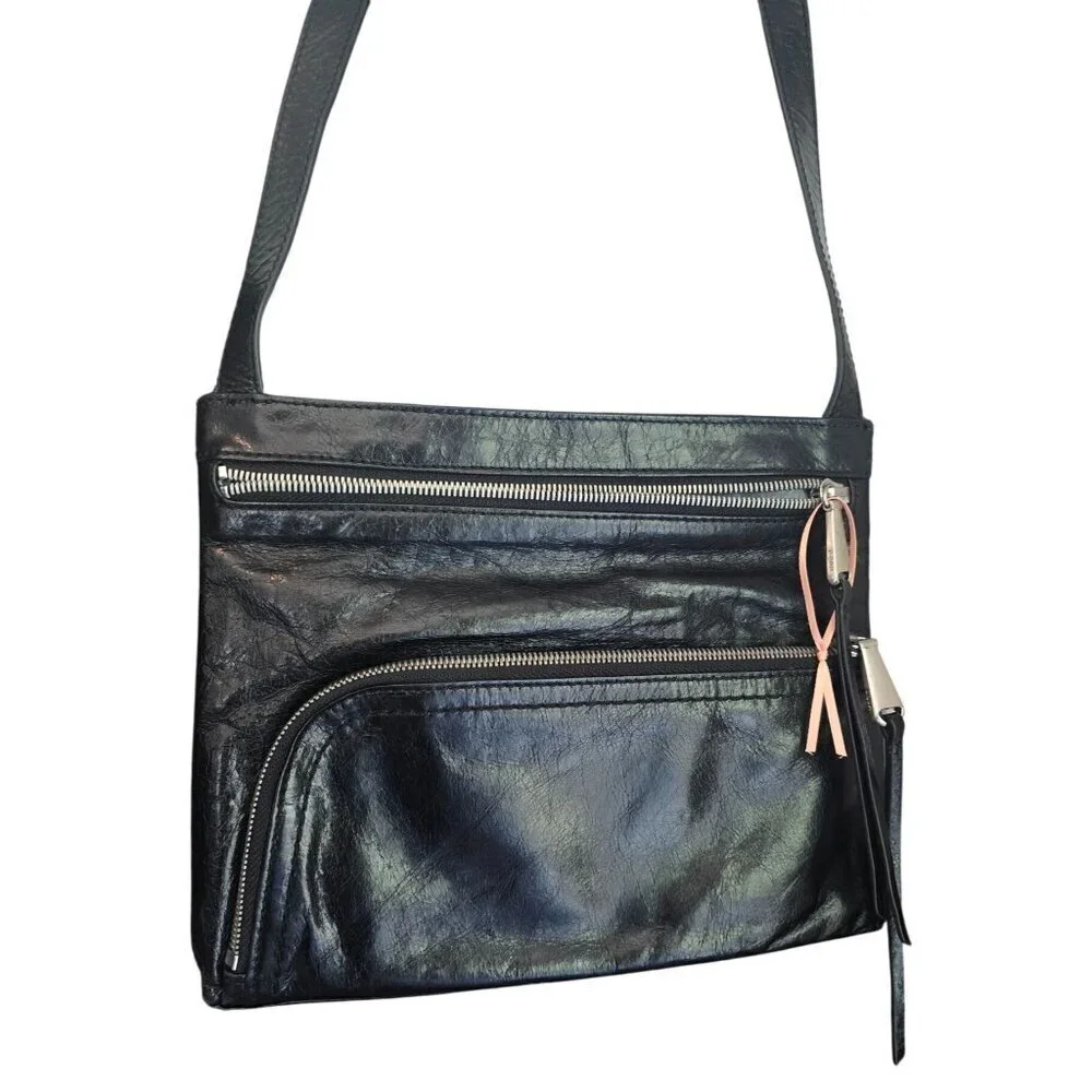 HOBO The Original Cassie Black Genuine Leather Crossbody Bag Boho Whimsigoth