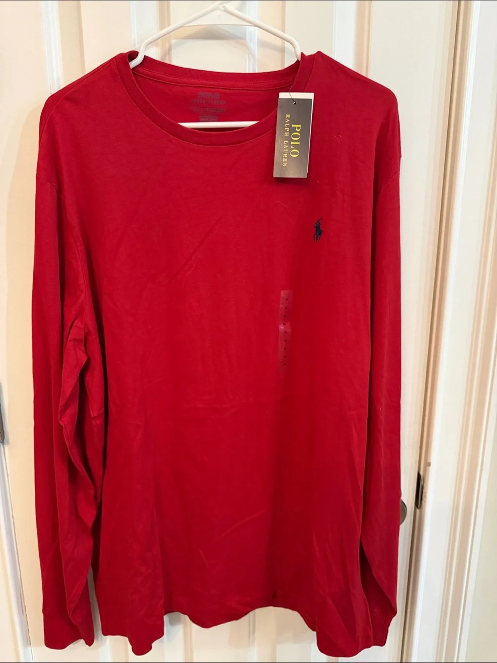 NWT Polo by Ralph Lauren Men's Long-Sleeve Crewneck T-Shirt - Red