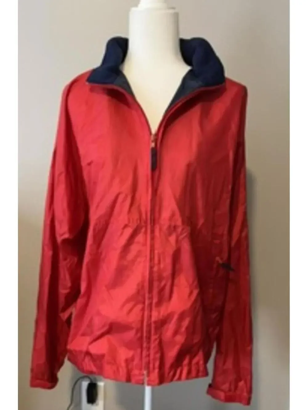 Vintage LL Bean Three Season Jacket Large L Red Blue Warm Up Windbreaker