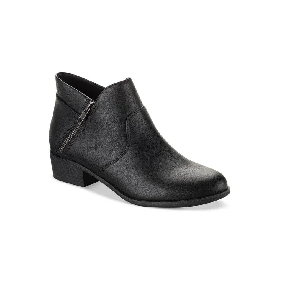 Sun Stone Womens 5.5 M Black Adeline Double Zipper Ankle Booties DISPLAY RX9