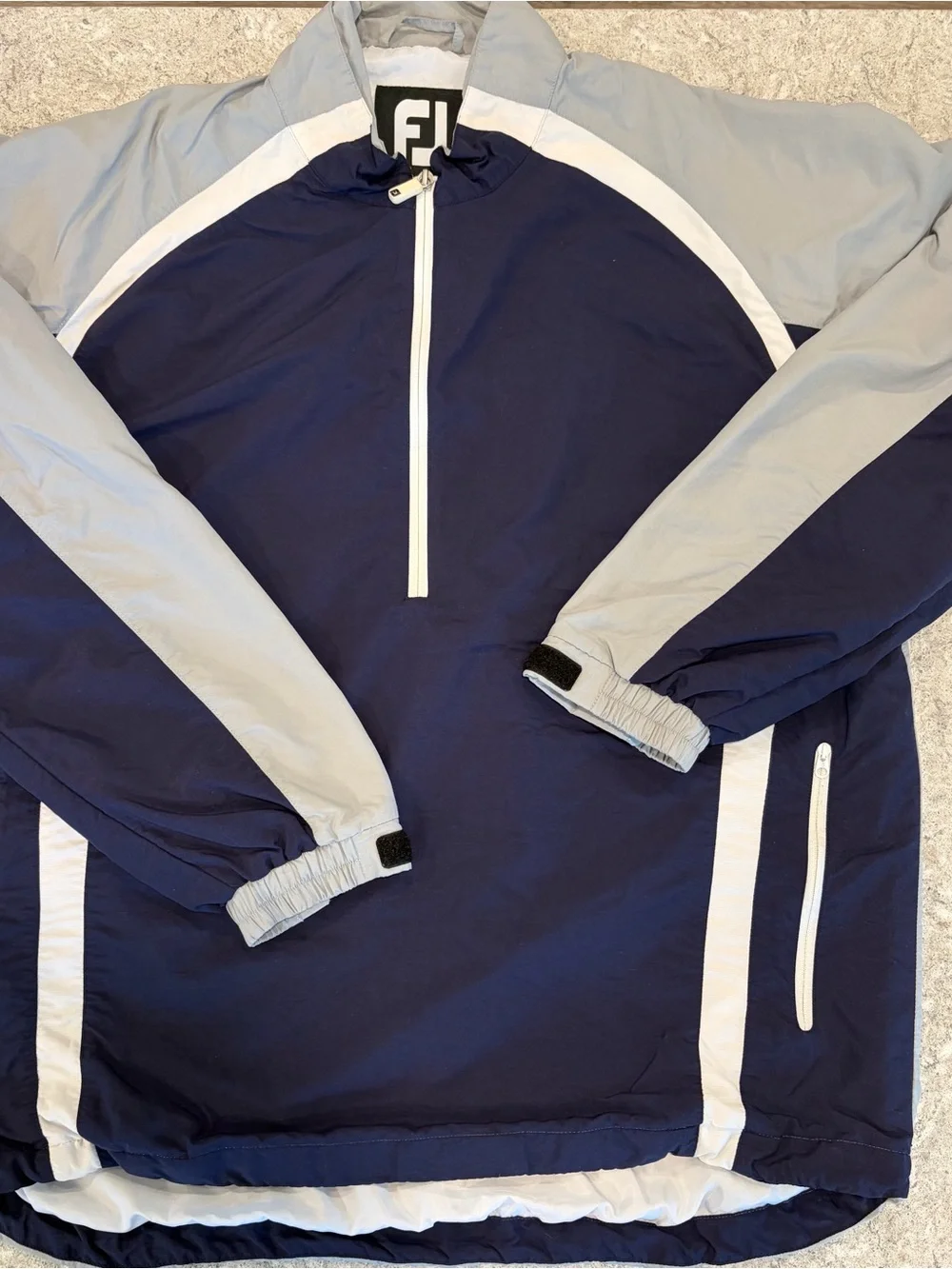 FootJoy Golf Men's Navy and Light Gray Pullover Windbreaker Jacket-Large