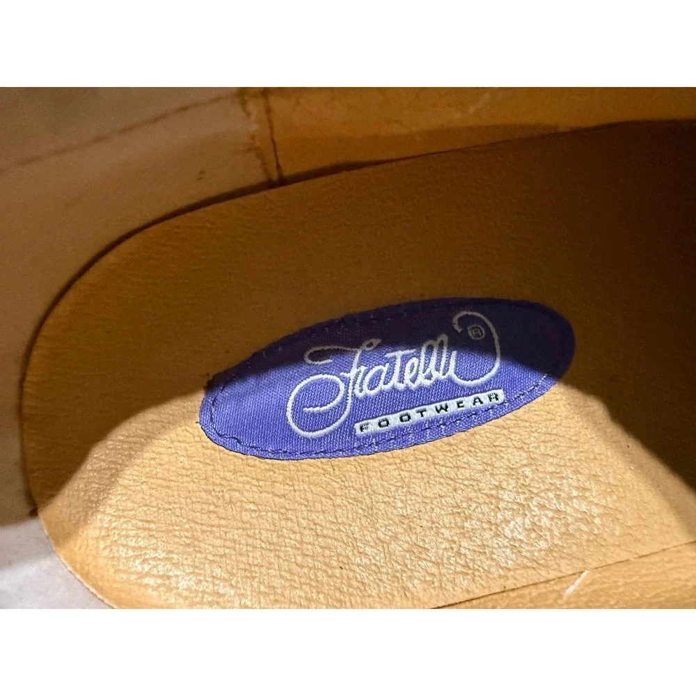 Fratelli Footwear Loafers Mens 12M Tan Leather Geometric Stitched Square Toe