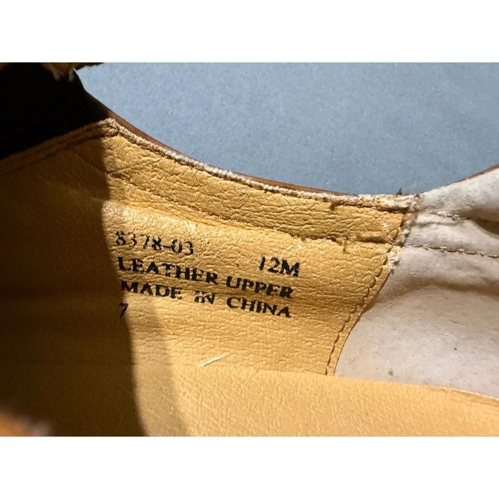 Fratelli Footwear Loafers Mens 12M Tan Leather Geometric Stitched Square Toe