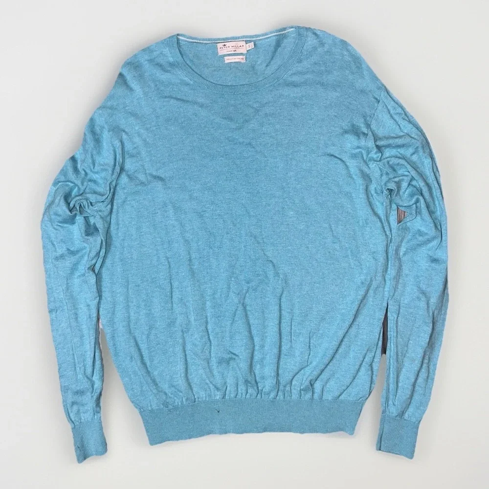 Peter Millar Crown Soft Silk Blend Sweater Crewneck Blue Preppy Golf Mens S