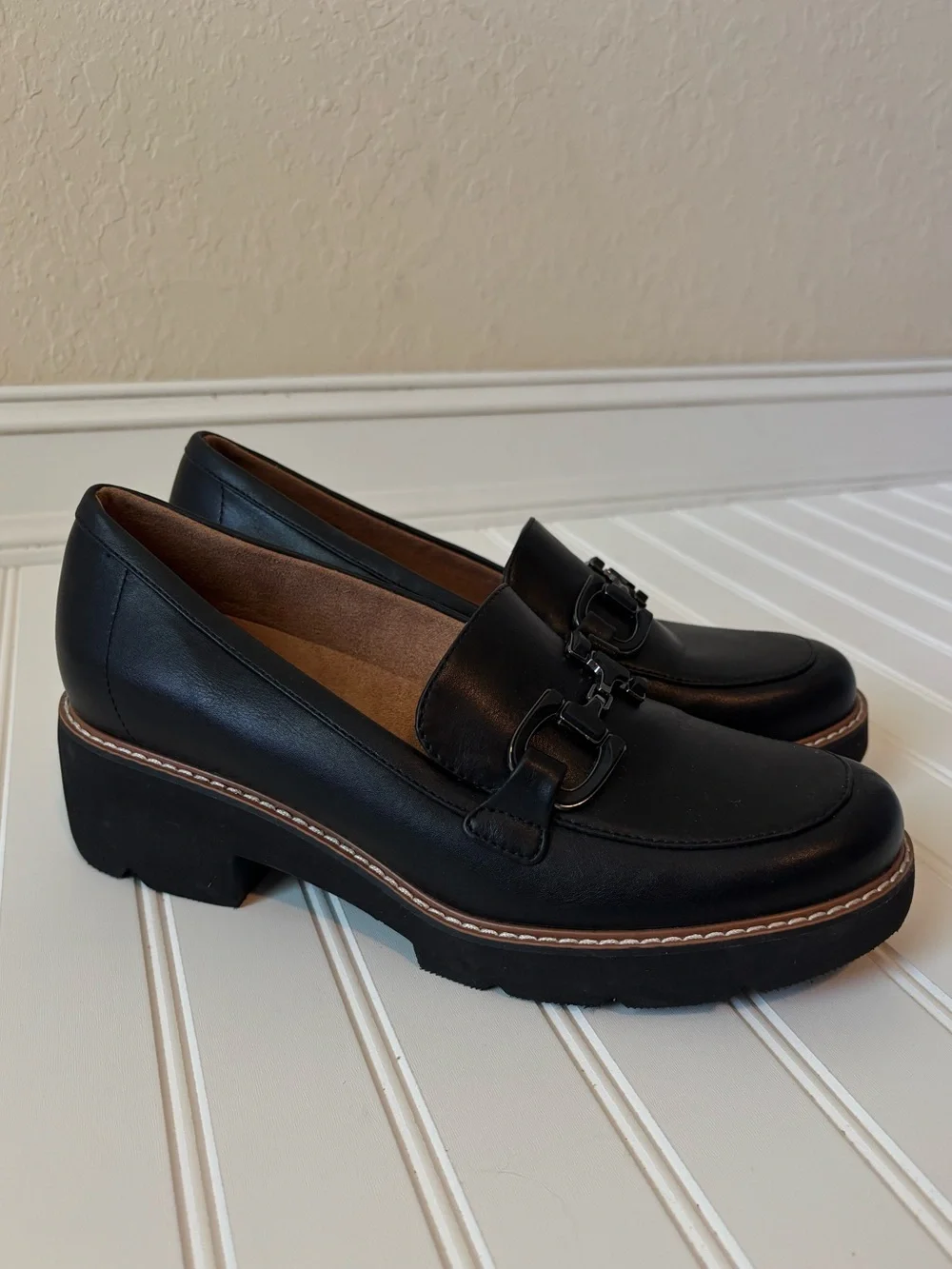 Naturalizer | Women's Corrine Platform Loafer Black Faux Leather Size 9.5 Office