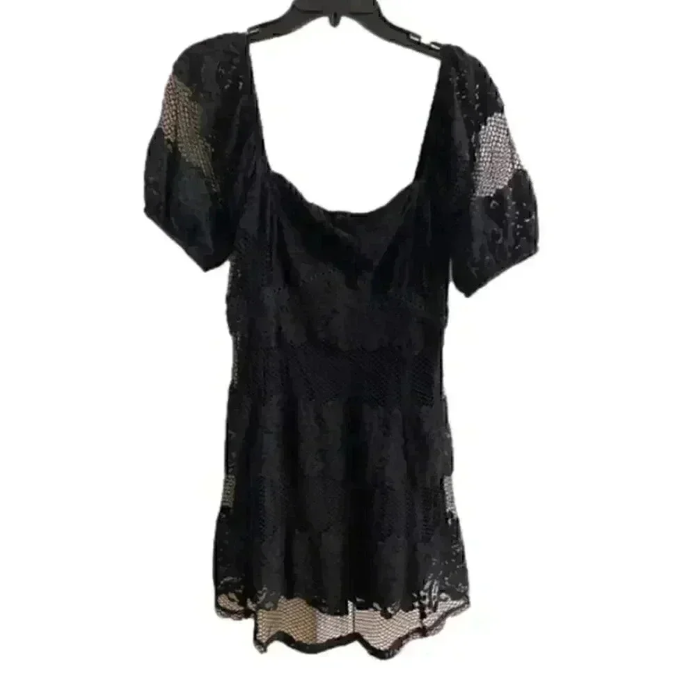 Free People Be‎ Your Baby Black Lace Mini Dress Medium