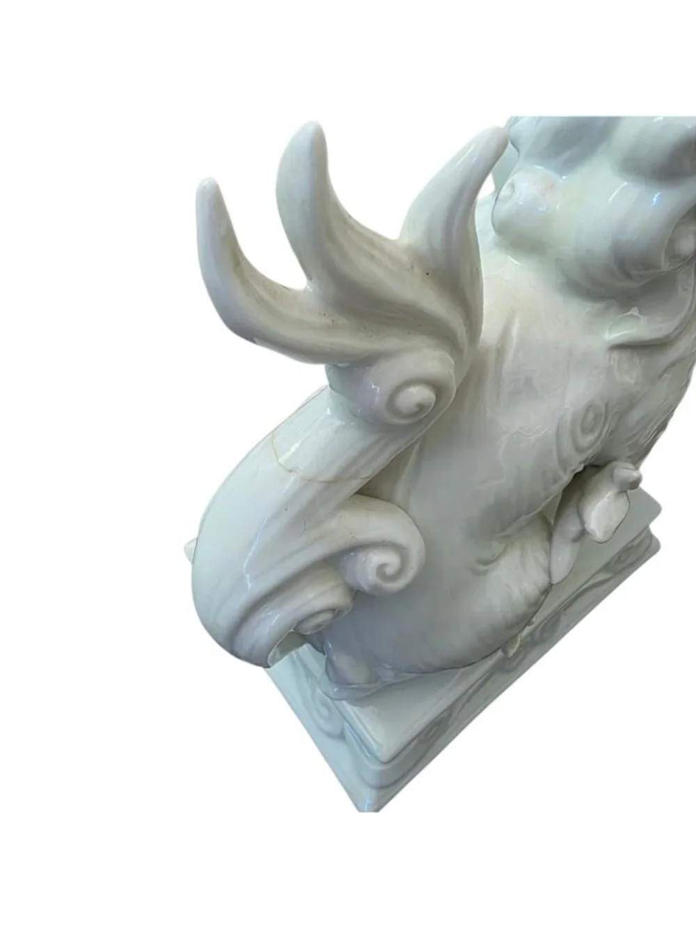 Vintage Fitz & Floyd White Foo Dog Ceramic Statue Figure Bookend Set Of 2