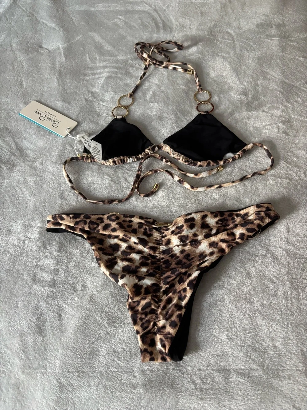 Beach Bunny Leopard Nadia bikini set. XS top S bottoms.