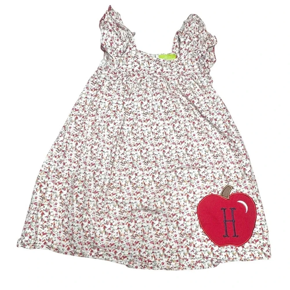 Classic Whimsy‎ Floral Apple Dress Girls Monogram H Personalized Custom